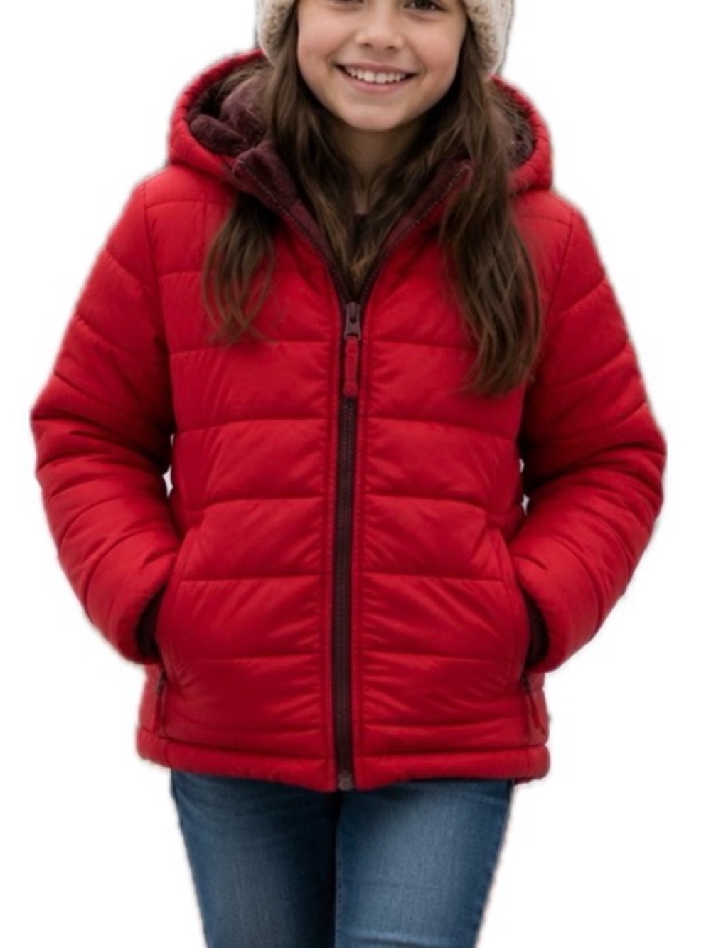 Lands End Reversible‎ Puffer Coat. Kids size 6/7.